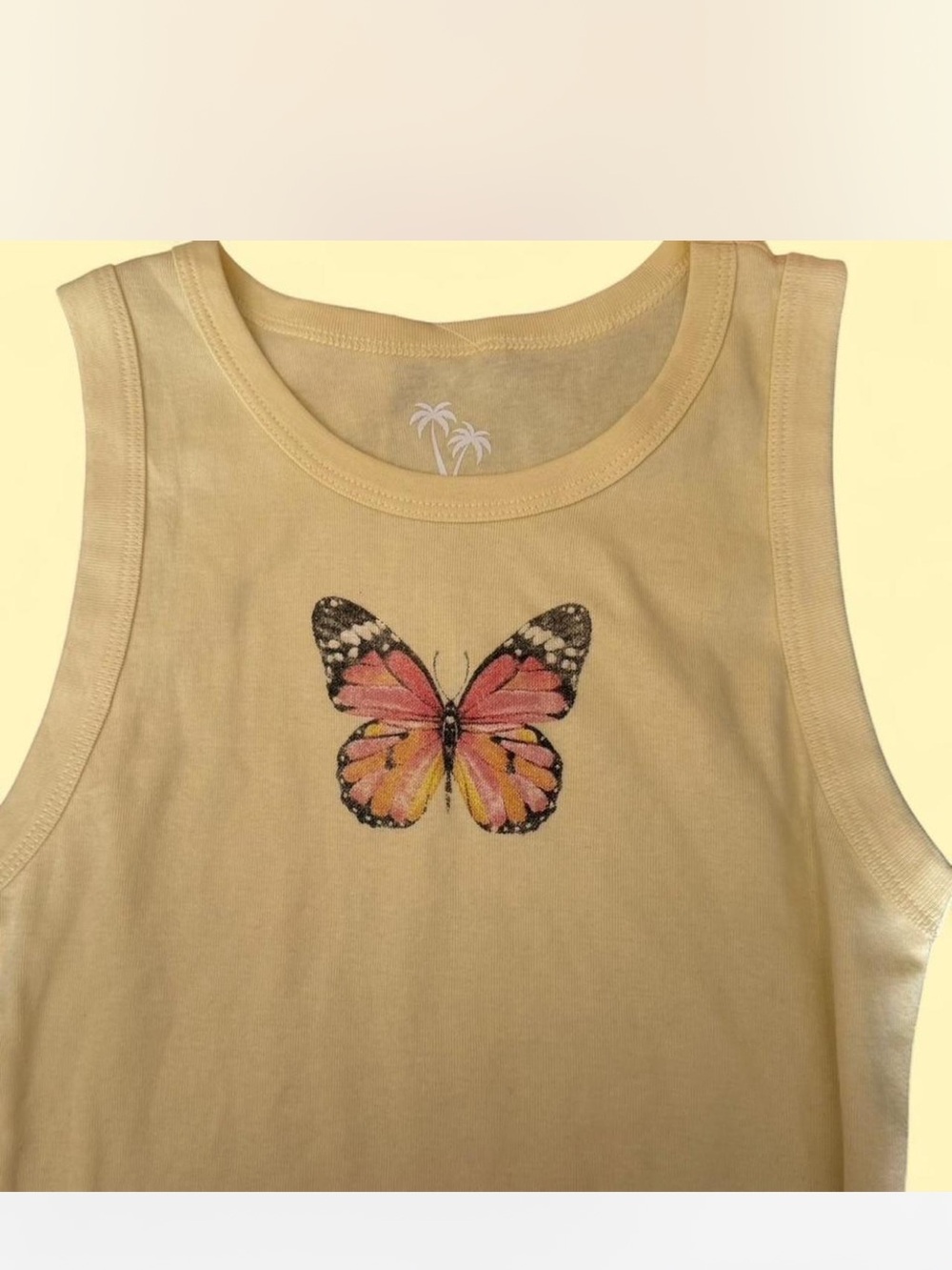 Butterfly Graphic Tank Top - Yellow